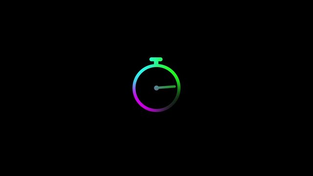 Gradient Stopwatch Icon with Neon Glow on Black Background timer clock