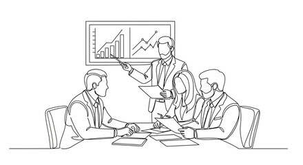 Business meeting with graph presentation.