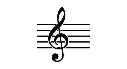 A stark black treble clef against horizontal lines a musical notation silhouette high quality professional detailed © MIRAJ02