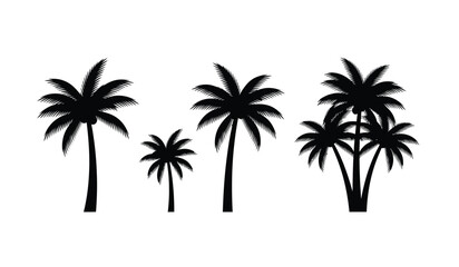 Obraz premium Set of four black palm tree silhouettes
