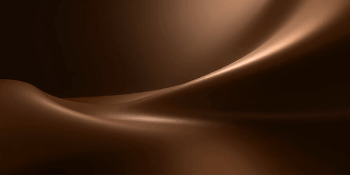 Abstract golden and dark brown background with flowing silk waves and soft satin textures creating a smooth light motion design