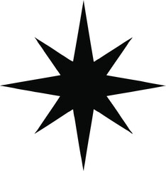 Obraz premium Black star shape illustration with eight pointed star design vector graphic