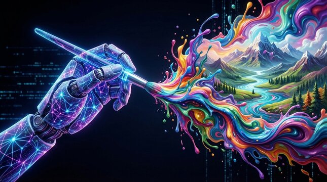 A conceptual representation of AI creativity. Adobe Stock buyers are currently looking for images that illustrate the "AI Revolution."