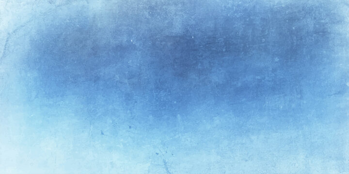 A blue grunge abstract background features a vintage textured paper pattern with dark and light paint splatters on a rough aged wall for a retro dirty canvas design
