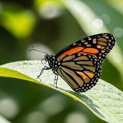 Obraz premium Monarch Butterfly on Leaf. (1)