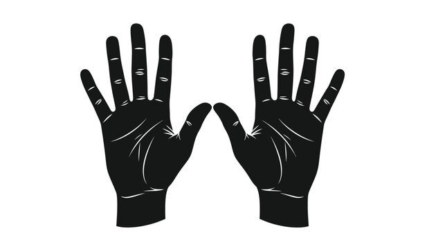 Black silhouette of two human hands with fingers spread apart