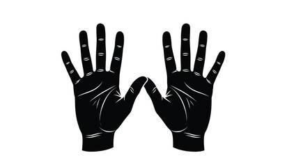 Obraz premium A pair of black gloves with fingers spread apart on a white background