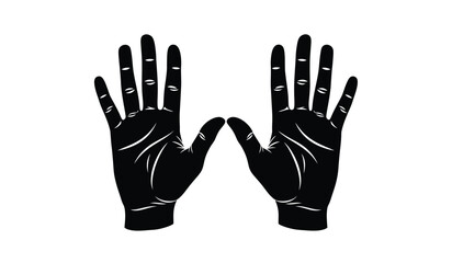 Obraz premium Black silhouette of two hands with fingers spread