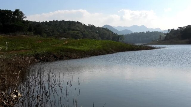 The serene and beautiful landscape with the Periyar River at Ayyappankovil in Idukki, Kerala, India