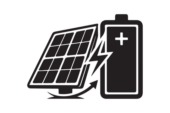 Solar Panel Silhouette Vector Illustration Renewable Energy Icon