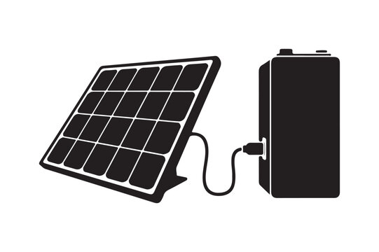 Solar Panel Silhouette Vector Illustration Renewable Energy Icon