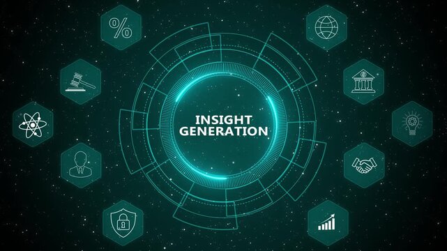 Futuristic insight generation analytics dashboard interface with data intelligence monitoring technology concept 4K animation