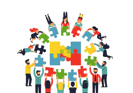 People Forming Puzzle Pieces Together.