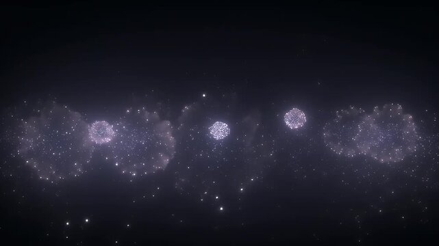 Mysterious row of glowing orb clusters in the dark expanse of space