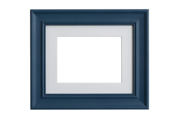 Fototapeta premium A rectangular dark blue frame with a white matte and a black center against a black background