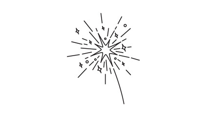 Obraz premium Sparkler icon with starburst and radiating lines, representing celebration and fireworks in a minimalist design.