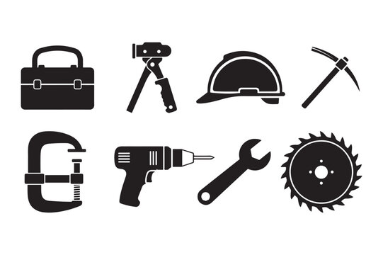 Mechanical Tools Silhouette Vector Illustration Isolated Icon