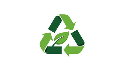 Obraz premium Green Recycling Symbol with Leaf Logo.