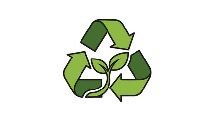 Obraz premium Green Recycling Symbol with Sprouting Plant.