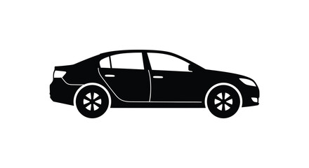 Fototapeta premium A sleek modern sedan is depicted in a solid black form against a white background showcasing its design silhouette