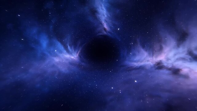 Vivid depiction of a Black Hole consuming light and matter in deep space
