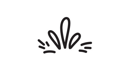 Obraz premium Burst hand drawn icon with radiating lines and curved shapes, representing energy or a quick event, in a simple black and white style.