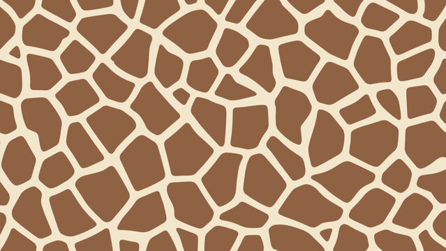 Seamless pattern featuring a brown and cream giraffe skin print texture that can be used as a background or animal-themed graphic design.
