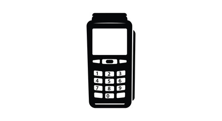 A stark black silhouette depicts a vintage mobile phone with a keypad and screen conveying a sense of nostalgia