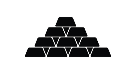 A striking minimalist depiction of stacked gold bars presented in a bold black silhouette high quality professional detailed © jivect02
