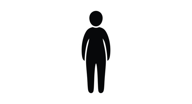 A simple stark black silhouette of a human figure stands centered on a plain white background silhouette