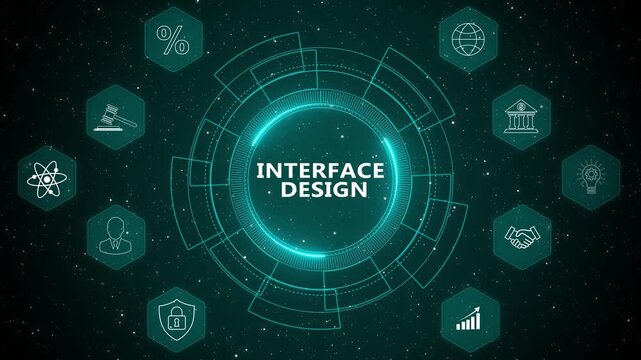 Modern digital interface design environment with interactive technology system control and advanced network computing animation