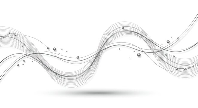 A delicate wave pattern with flowing lines and bubbles on a white background in a high-quality image