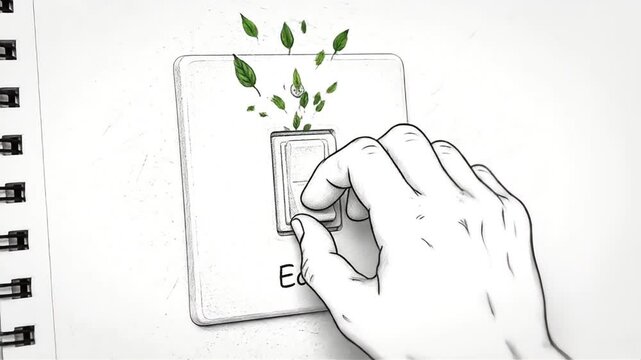 Earth symbol on light switch plate in sketchbook