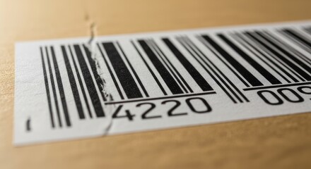 Fototapeta premium Barcode Label on Cardboard Box for Product Identification.