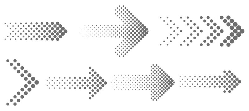 Dotted arrow and halftone direction arrows collection vector