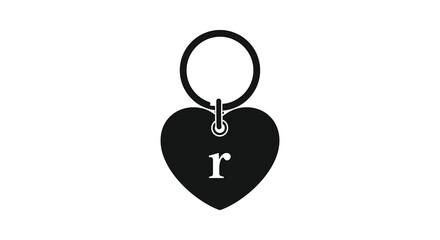 A minimalist depiction of a heart shaped keychain with a ring presented as a striking black silhouette high quality © Jahid