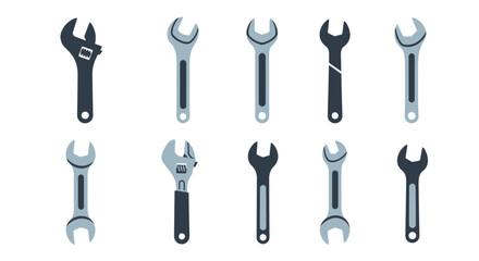 Naklejka premium Collection of Wrenches and Spanners Isolated on White Background A Versatile Tool Set for Various Applications