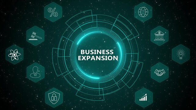 Futuristic business expansion analytics dashboard with global market growth insights, strategic enterprise development monitoring, and digital economic opportunity visualization