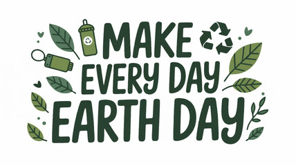 Obraz premium Hand lettered eco quote with modern brush style leaves and eco friendly symbols