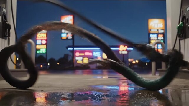 Electric vehicle charger fighting gas pump nozzle