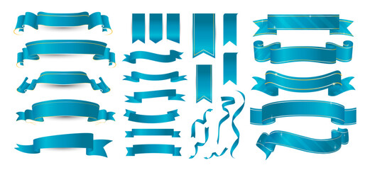 Blue green colour ribons set | Collection of ribons for trademark, tittle, banner, web, nameplate