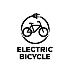 Fototapeta premium A sleek black and white graphic depicts an electric bicycle within a circular frame accompanied by the text electric bicycle high quality professional detailed modern elegant