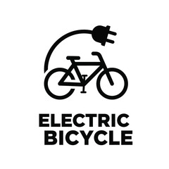 Fototapeta premium A simple black and white graphic depicts an electric bicycle with a charging plug forming the bicycle s top tube high quality professional detailed modern
