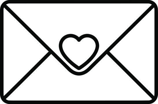 Vector love letter icon, heart envelope symbol