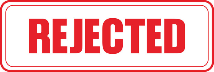 Red rejected stamp on a white background viewed from the front