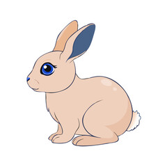 Obraz premium A cute fluffy bunny and funny cartoon hare vector illustration of a rabbit isolated on white for Easter nature and spring art