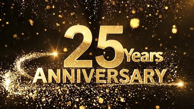 Golden Glitter 25 Years Anniversary Celebration Motion Graphic