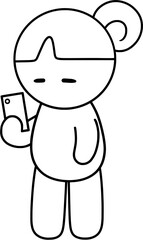 휴대폰 사용하는 캐릭터 일러스트