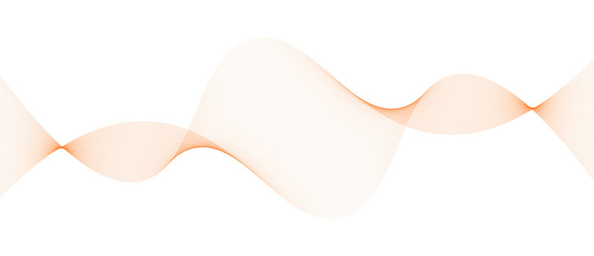 Abstract flowing golden orange wave line art design isolated on transparent background