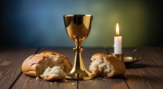 Maundy thursday symbols bread wine and light